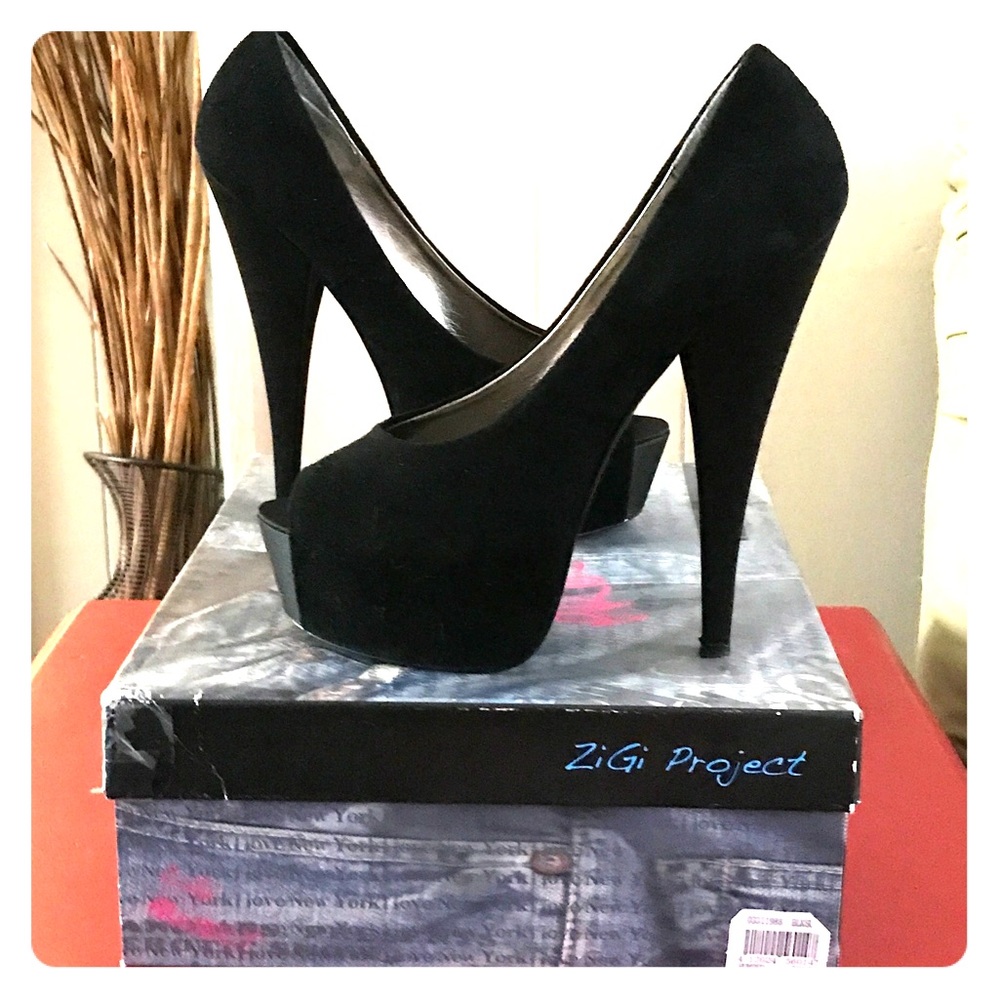 ZIGI Project suede and satin super high heels