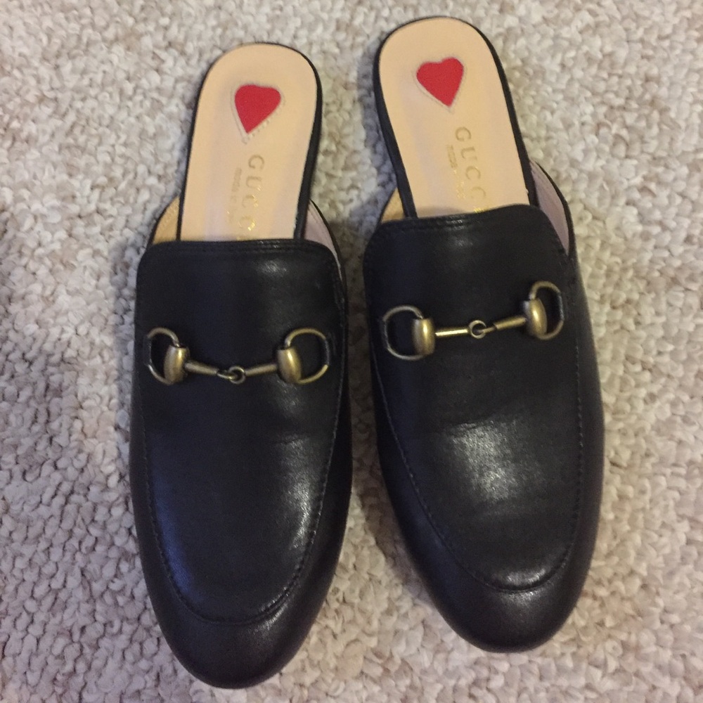 Gucci black leather Princetown slides