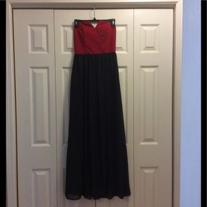 Red and black maxi dress
