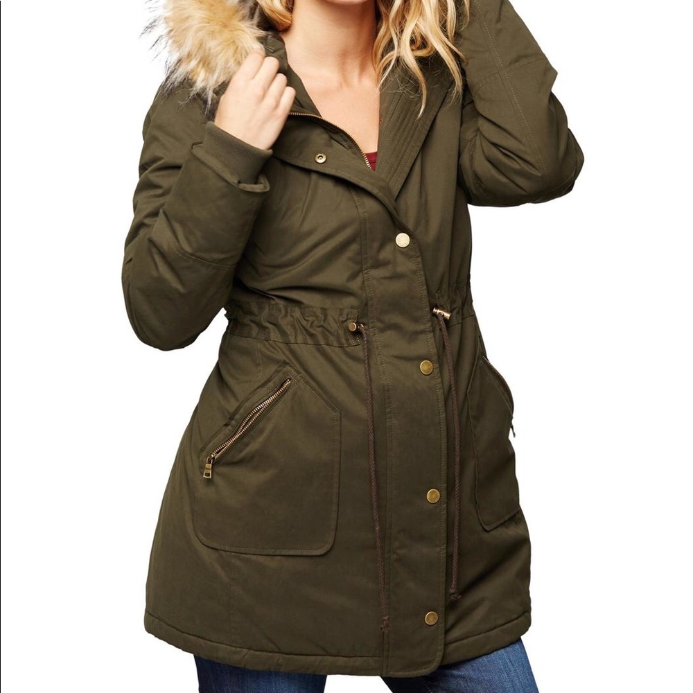 Faux Fur Maternity Coat