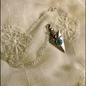 Silver Arrow Pendant W/Turquoise on 20" SS Chain🌞