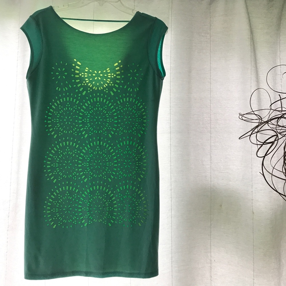 Sea green laser cut mini dress
