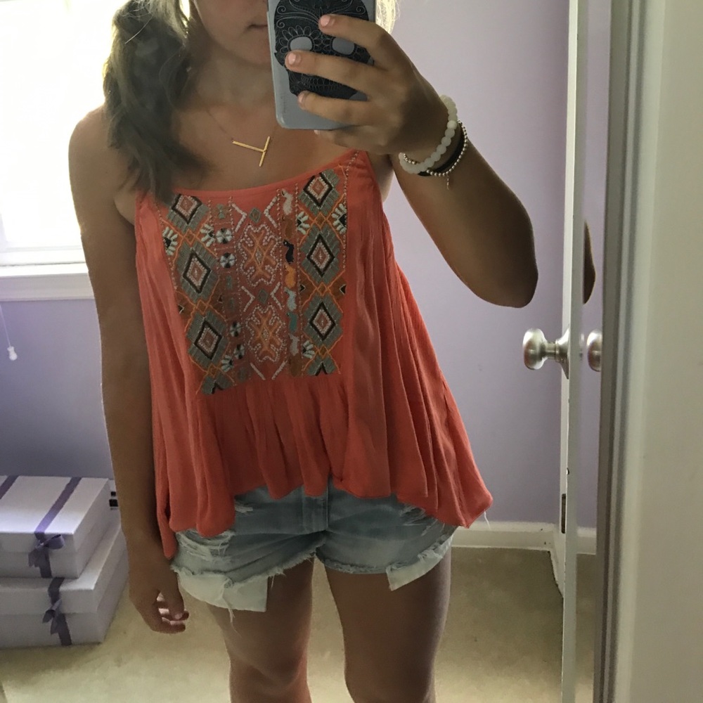 Coral Urban Outfitters stringy tank top