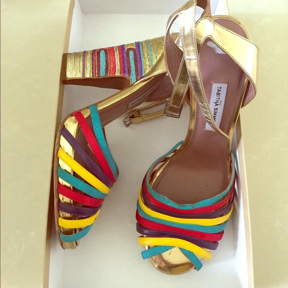 Tabatha Simmons multi color peep toe sandals
