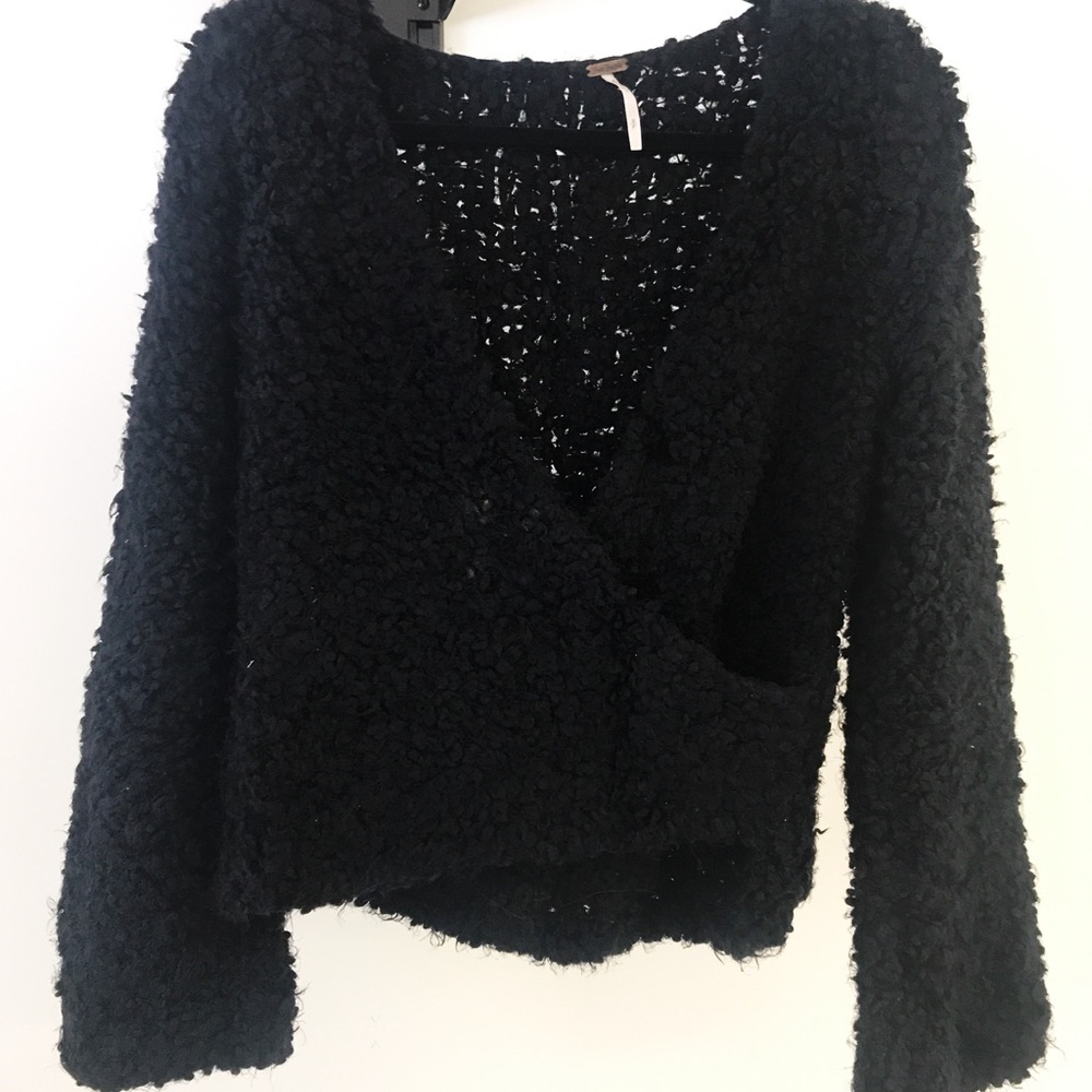 Free People black wrap sweater