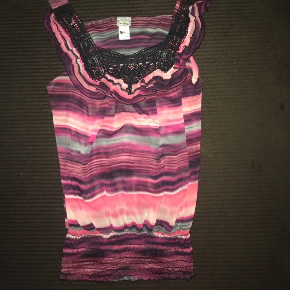 DAYTRIP DRESSY TANK W/ELASTIC GATHERED BOTTOM