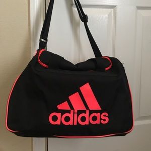 Small Adidas duffle gym bag black/neon coral