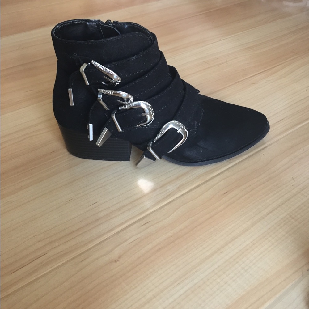 Black buckle booties