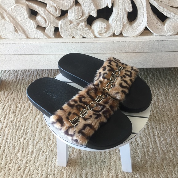 bebe Shoes - ❤️SOLD❤️ Bebe 'Furiosa' Leopard Print Slides