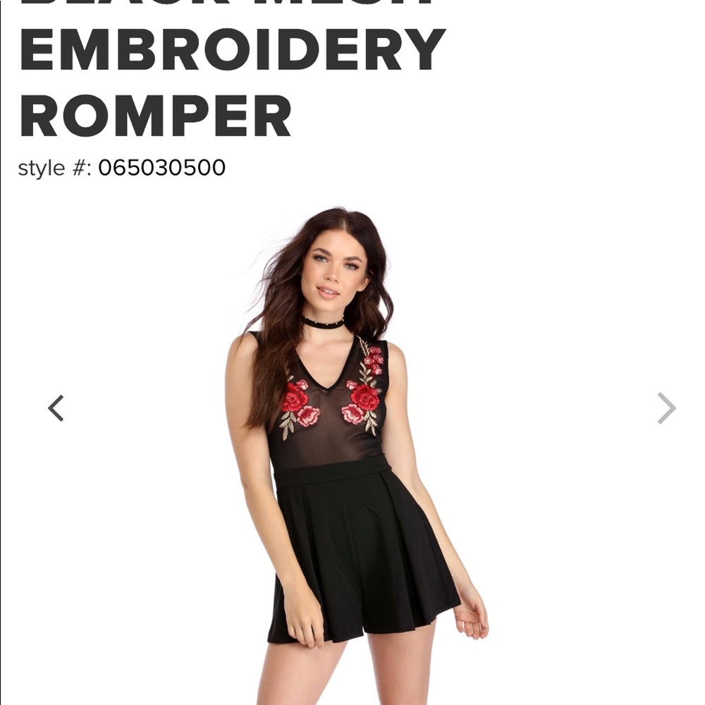 Mesh embroidery romper