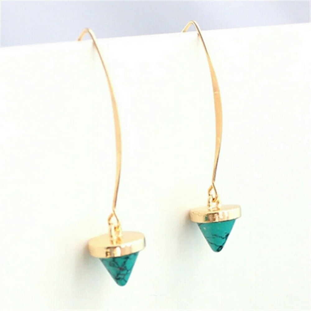 Green stone boho hippie earrings