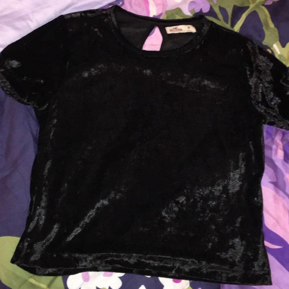 NWOT Hollister Black Velvet Crop Top