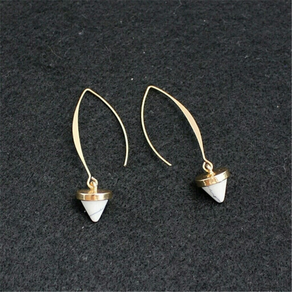 Boho hippie triangular white stone earrings