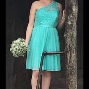 Aqua one shoulder dress