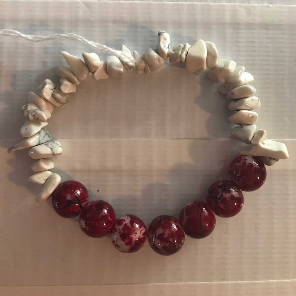 White rock and red splat bracelet