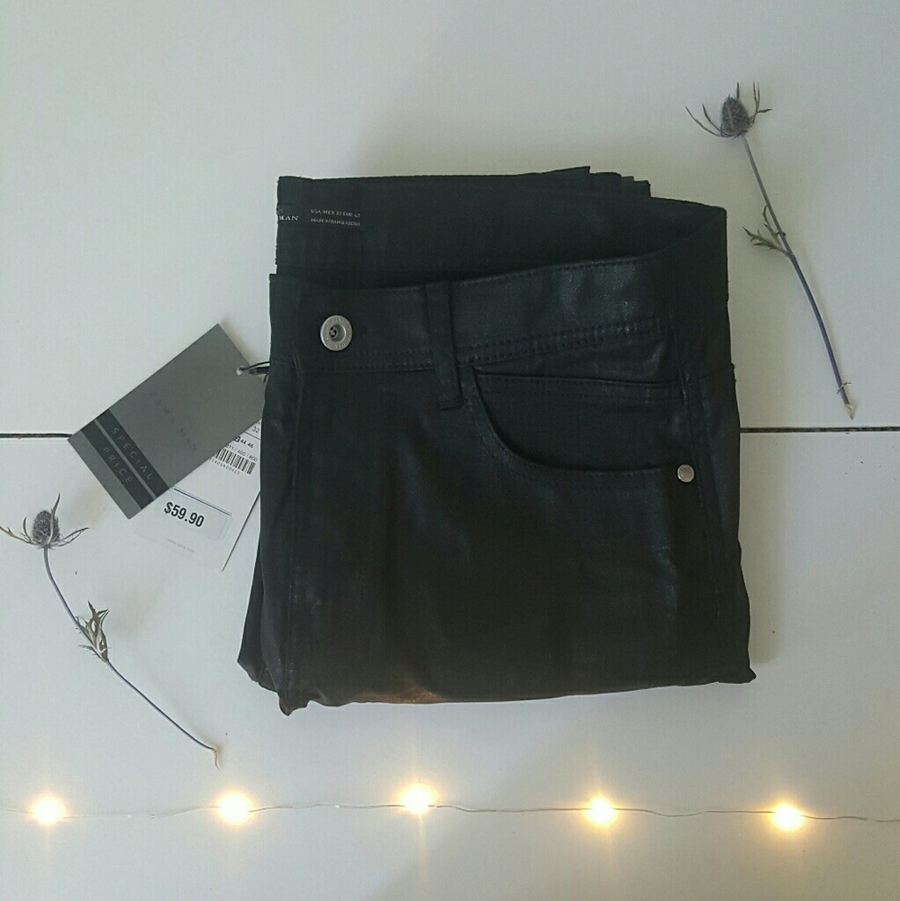 Zara Man Black Waxed Skinny Jeans