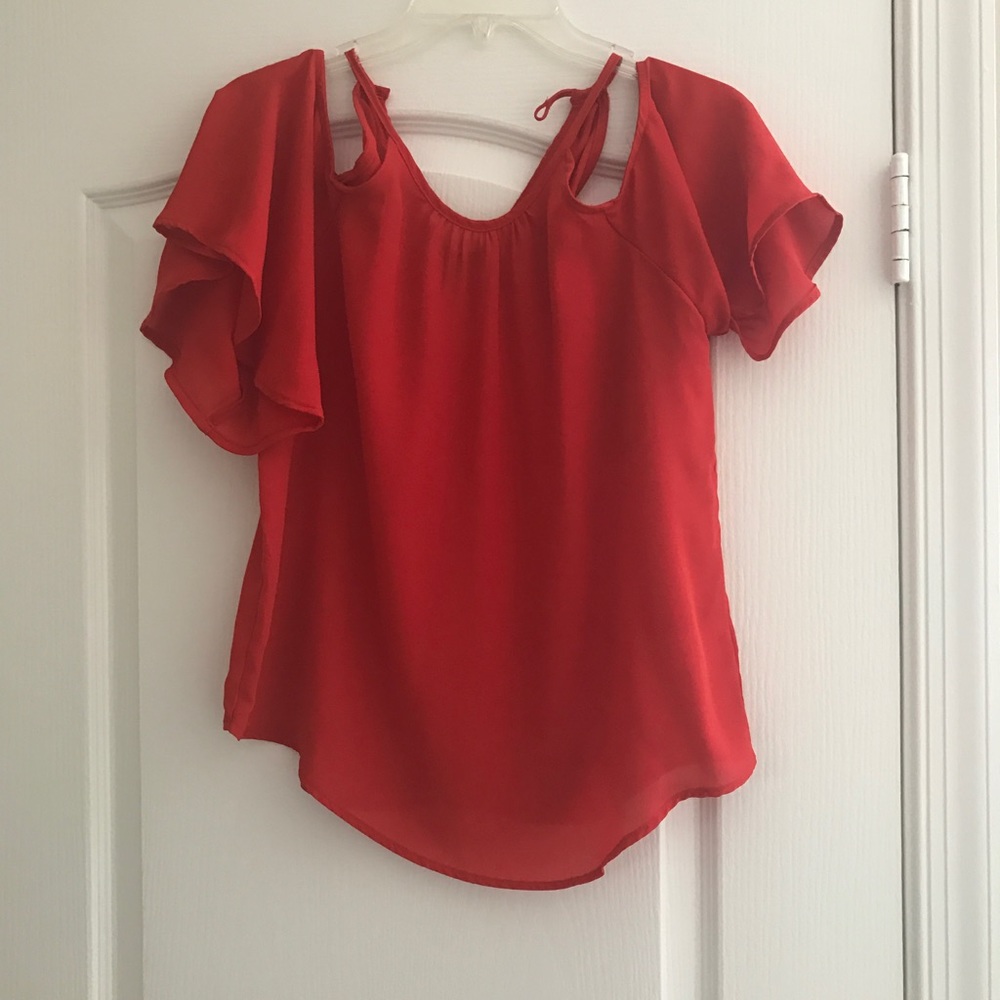Red off the shoulder blouse