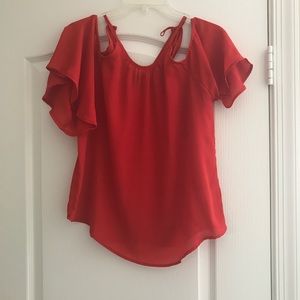 Red off the shoulder blouse