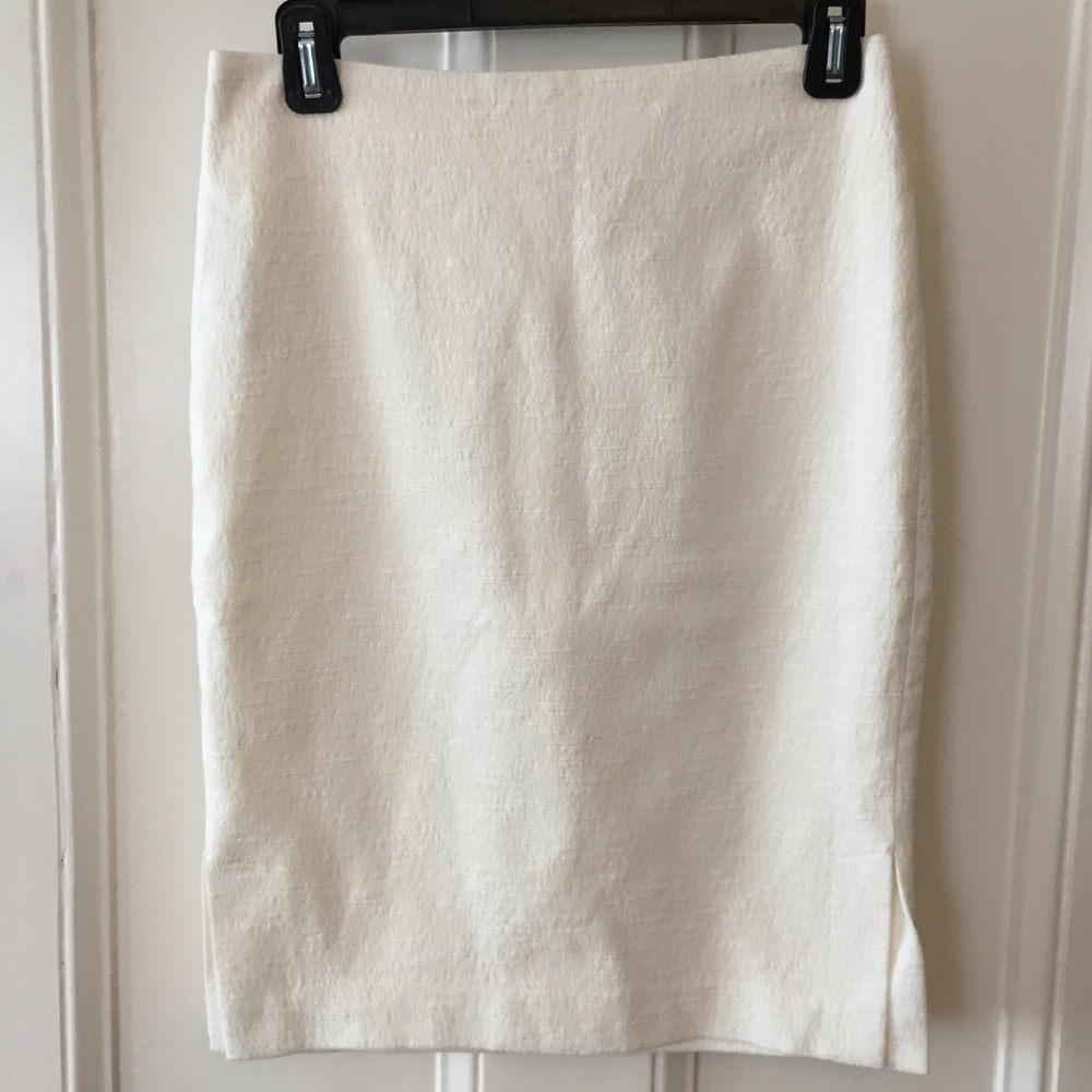 New Textured White Pencil Skirt