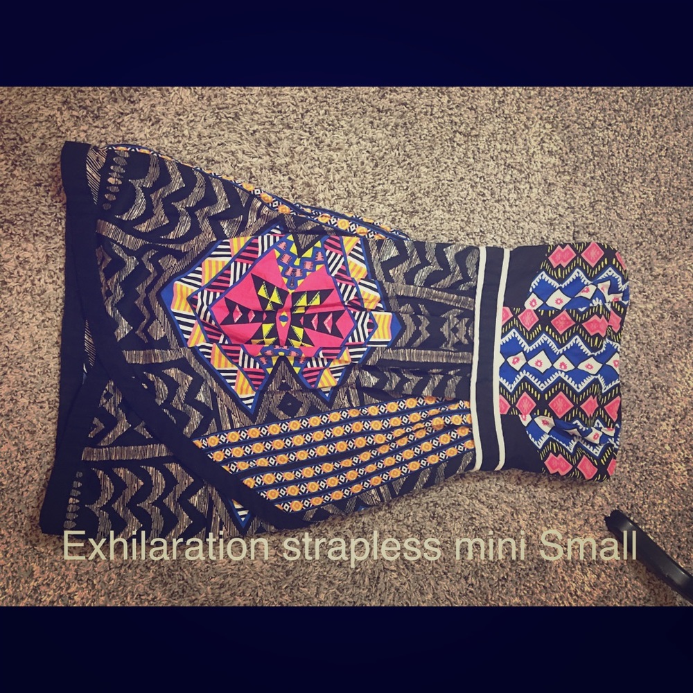 Strapless mini summer dress tribal size Small