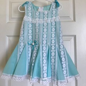 Girls aqua dress lace