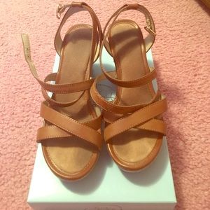 Bass Tan Wedge Heels, size 7