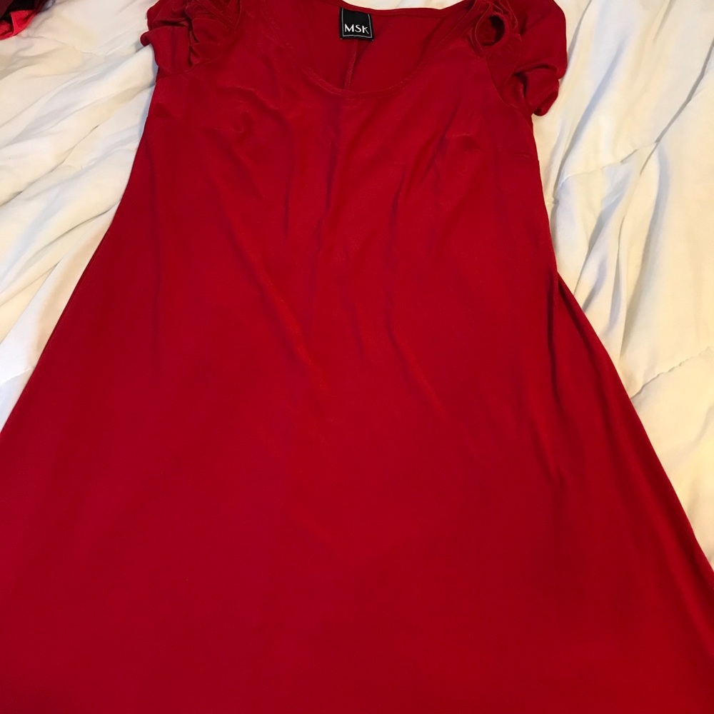 Red off the shoulder dress