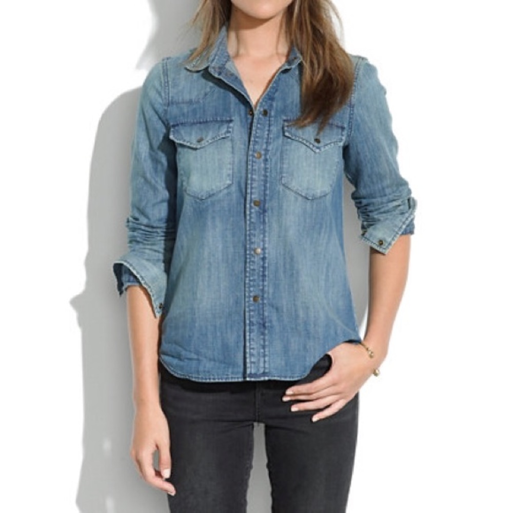 Large Madewell Western Jean Shirt in Pondwash