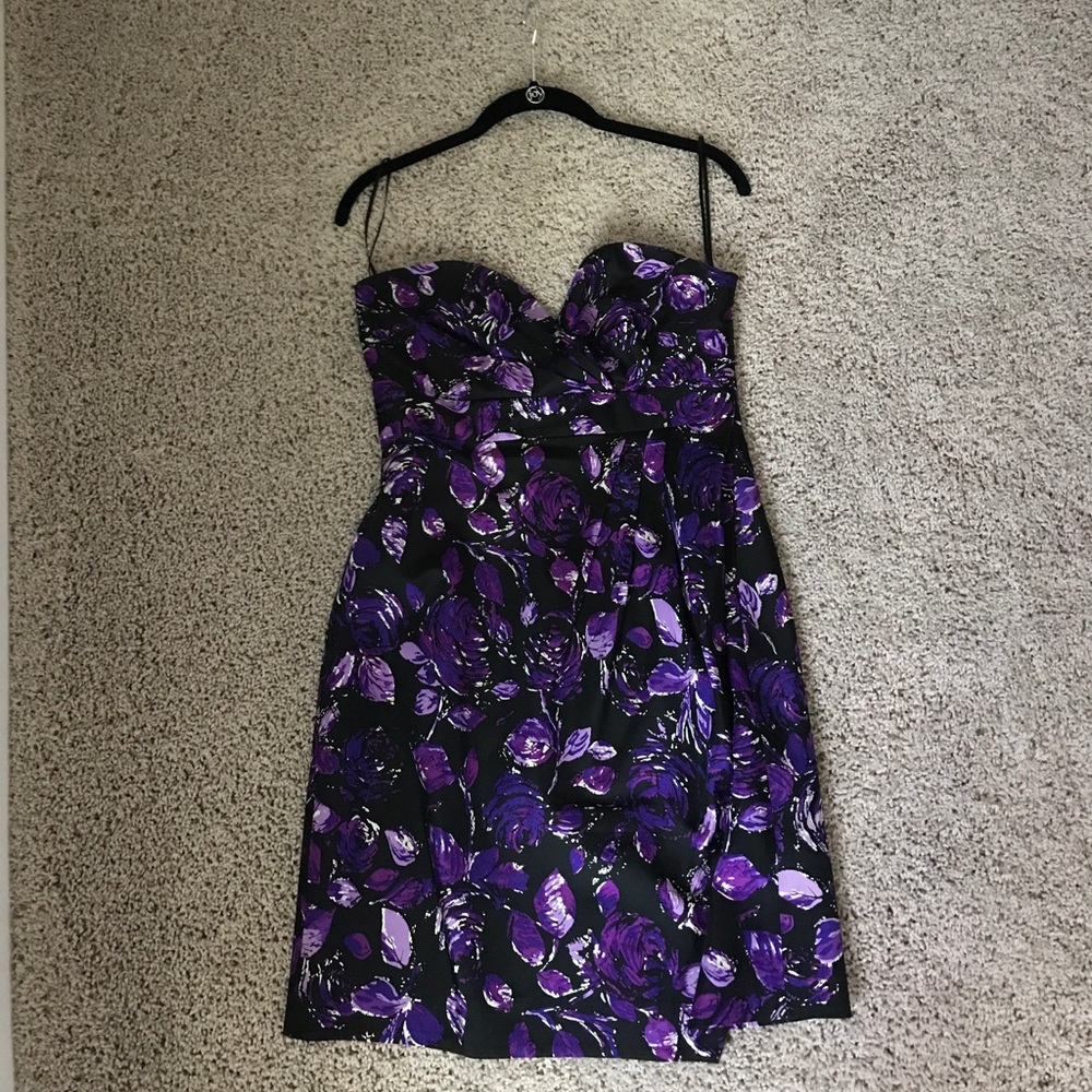Purple flowered cocktail dress
