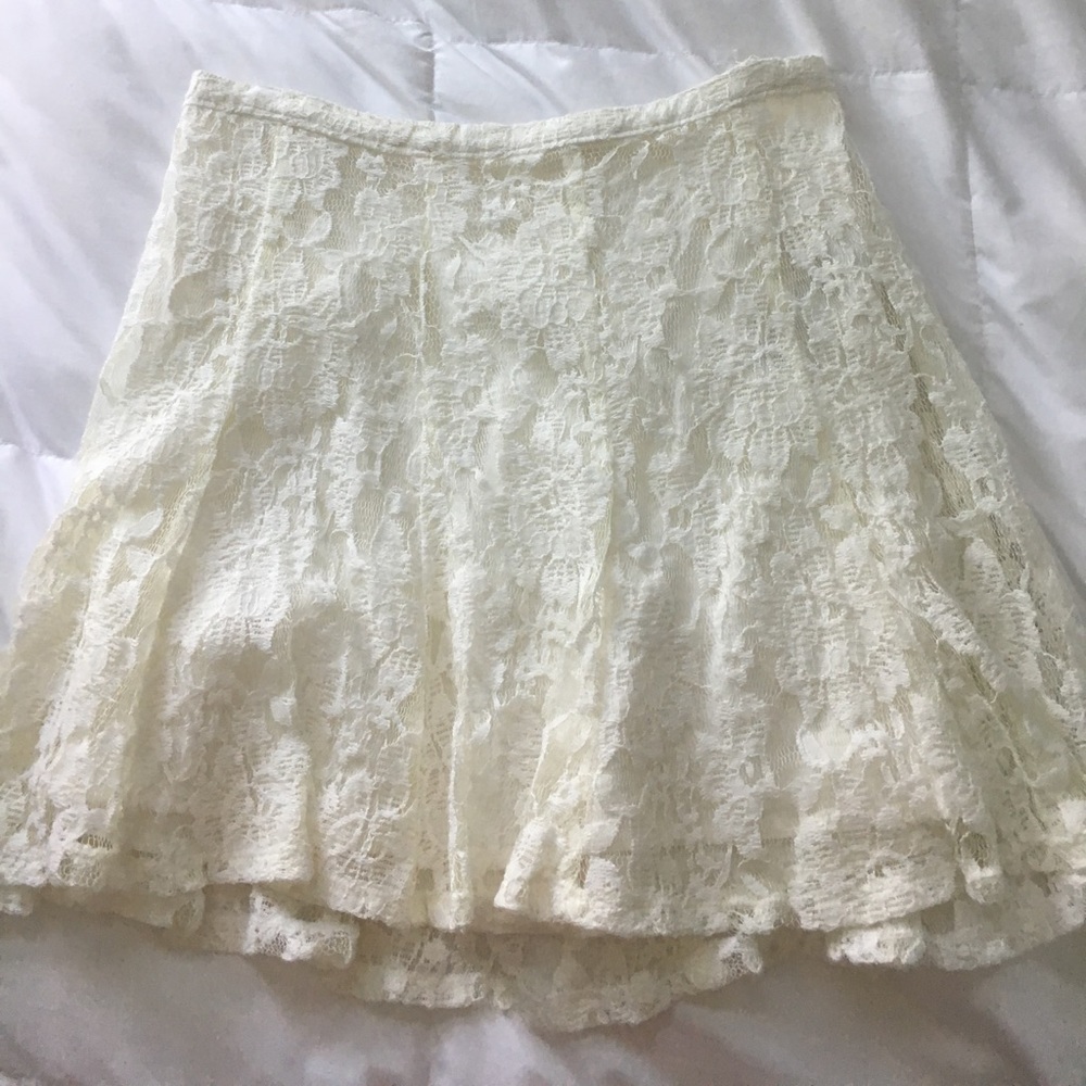 Hollister Cream Lace Skater Skirt