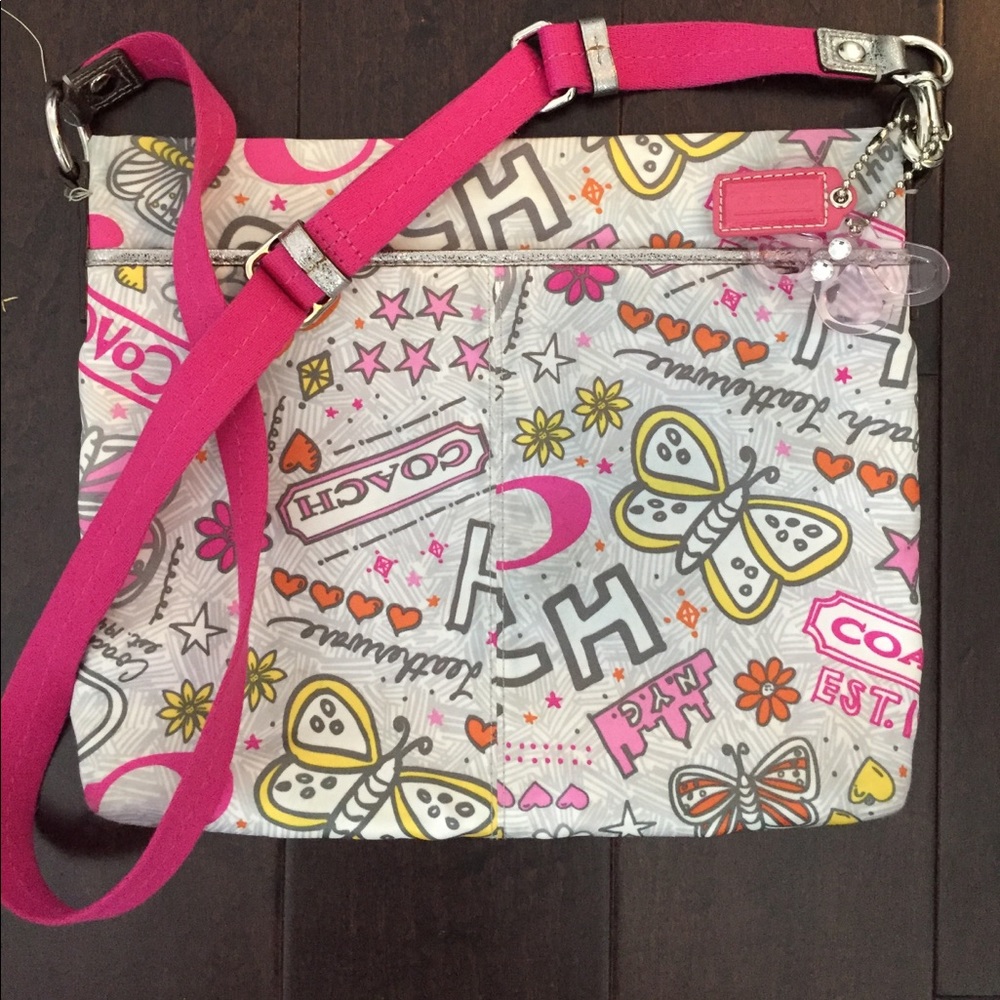 Coach Butterfly Graffiti Cross Body Purse Bag