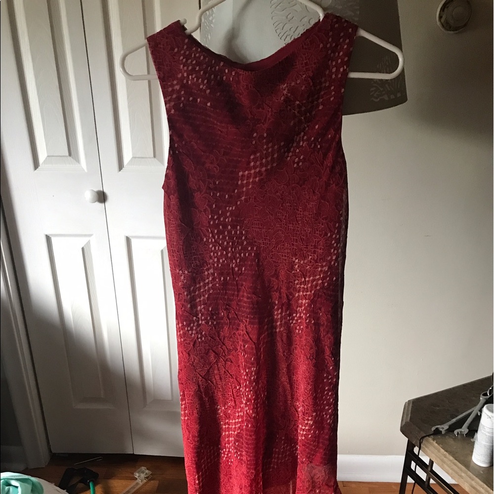 Asymmetrical red pattern dress