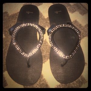 Sanuk jeweled flip flops, size 9