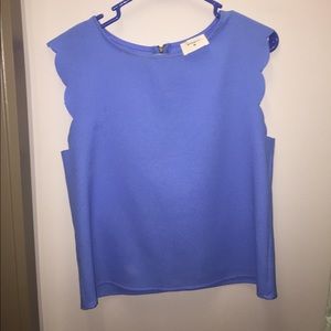 Blue Scolloped tank top