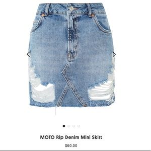 Topshop Moto denim mini skirt size 0