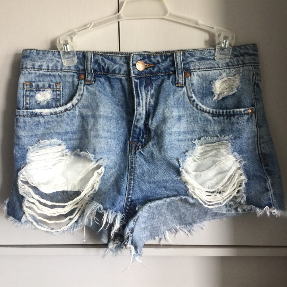 Denim shorts/ run a size big