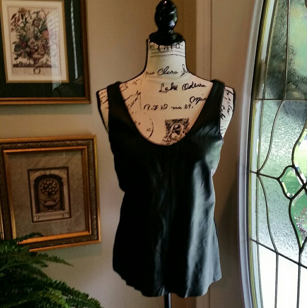 ECRU Leather and Knit Jersey Tank