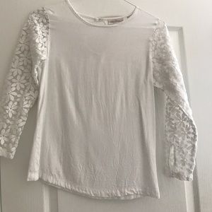 White blouse with sheer sleeves