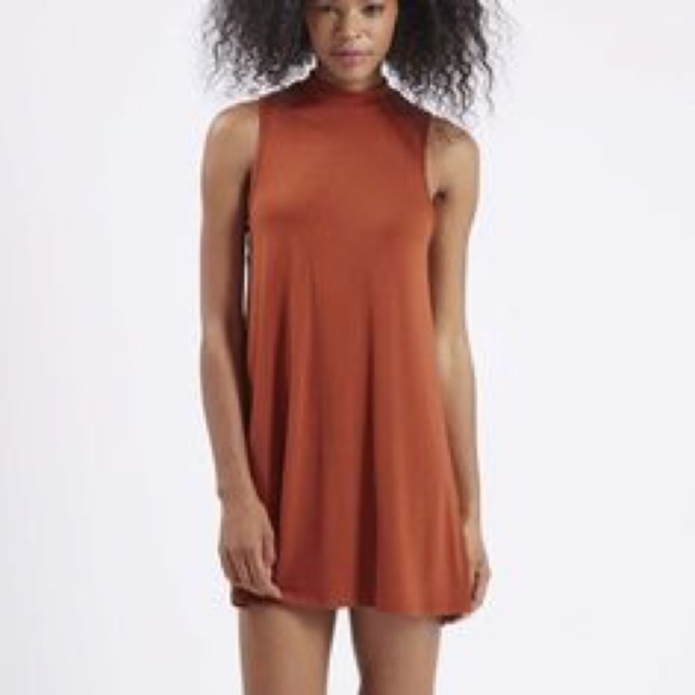 Topshop mock neck dress- light blue