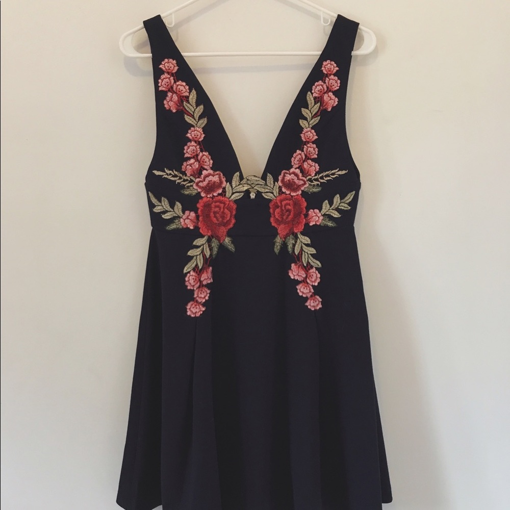 navy rose skater dress
