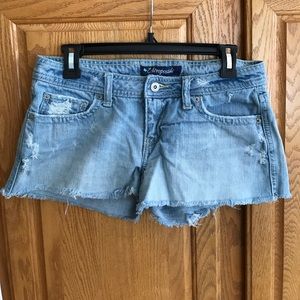 Distressed light wash Jean shorts