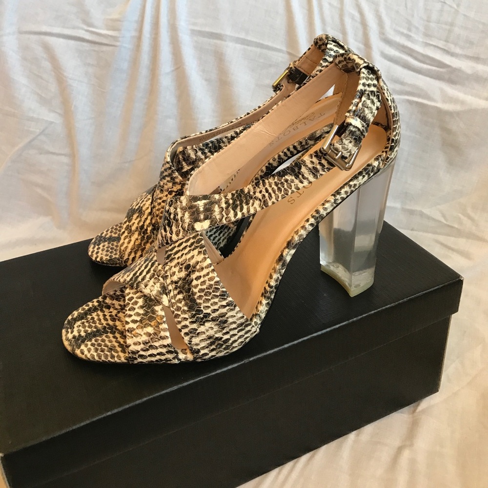 Talbots Snakeskin Leather Black and White Sandal