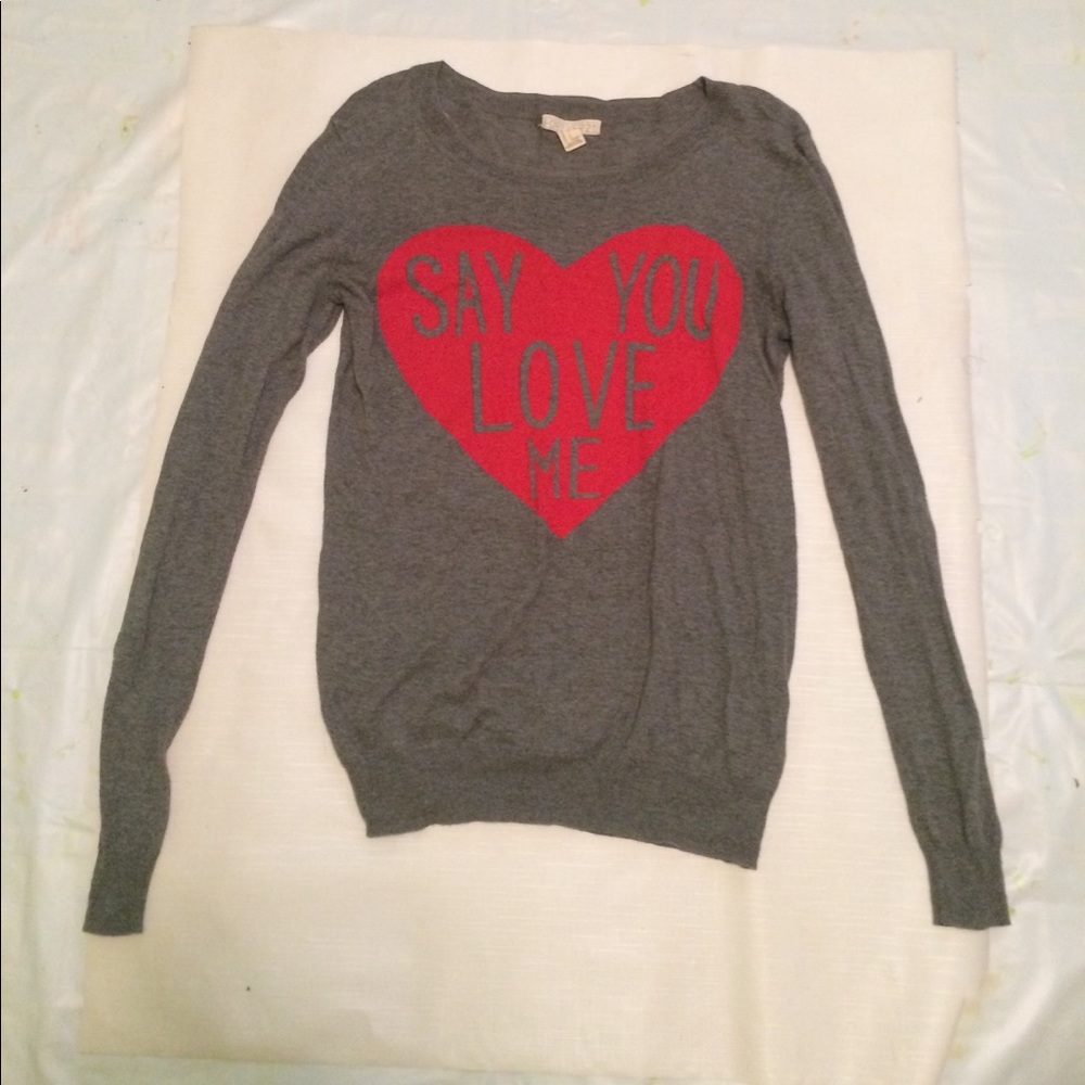 "Say You Love Me" Heart Printed Sweater