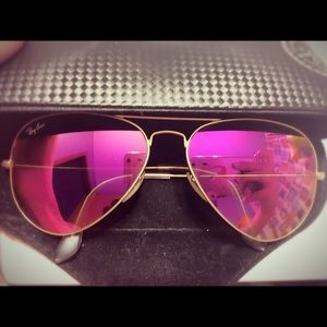 Pink Ray Ban aviator sunglasses