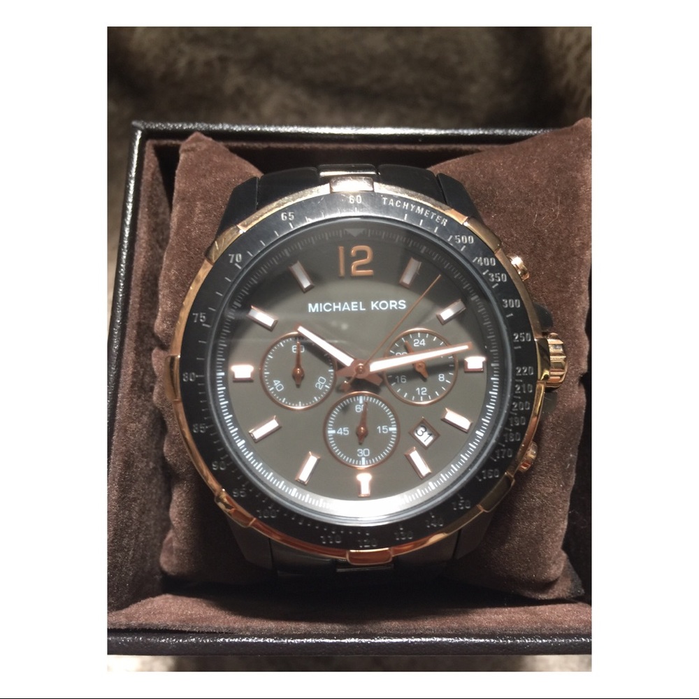 Authentic MK Gunmetal & Rose Gold Unisex Watch