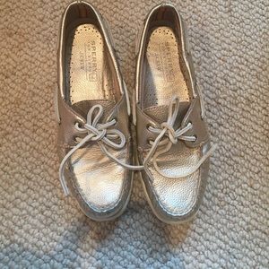 Sperry for J.Crew metallic gold boat shoes