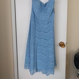 Baby blue strapless dress