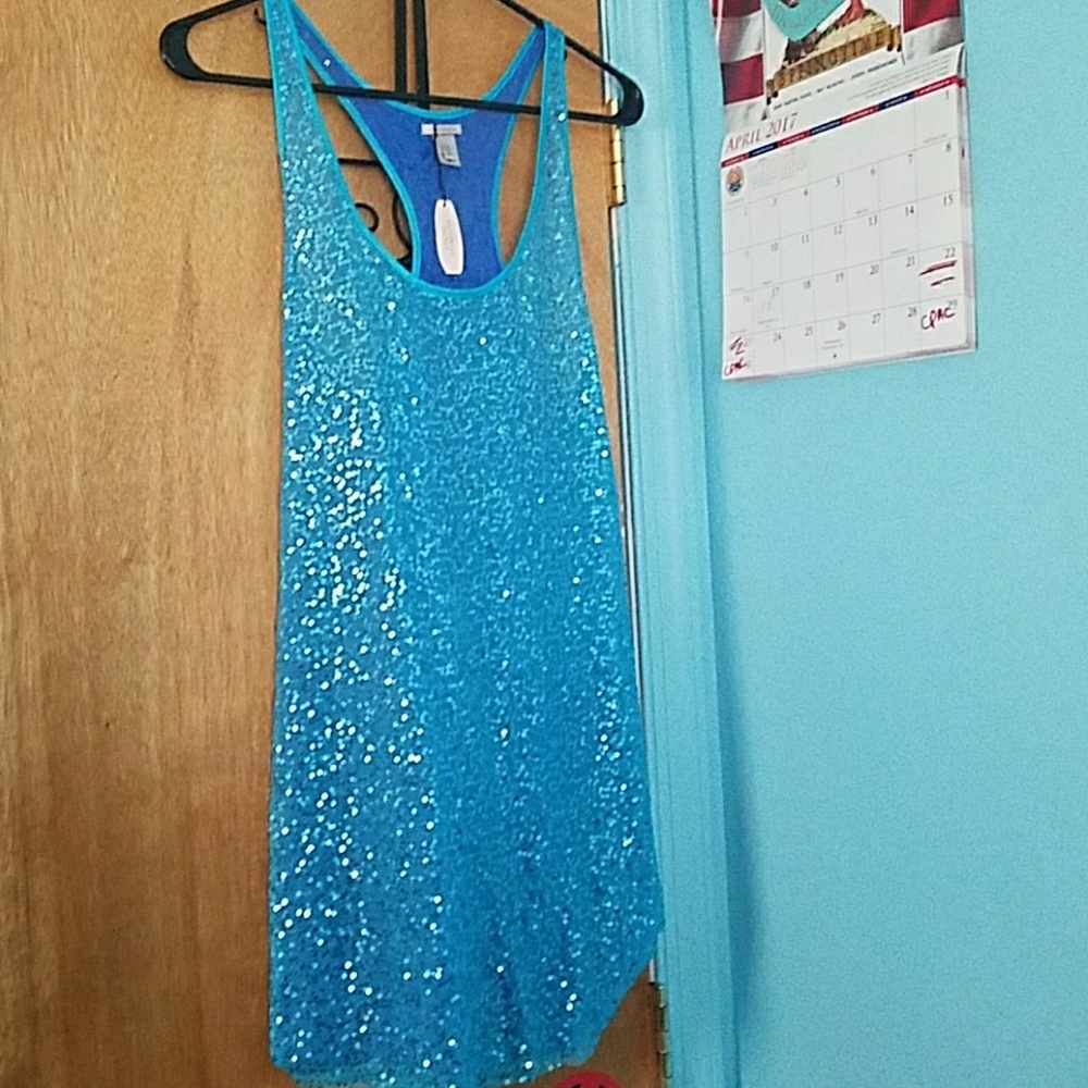 💕💕SALE!!! Blue Sequin Tank Top💕💕