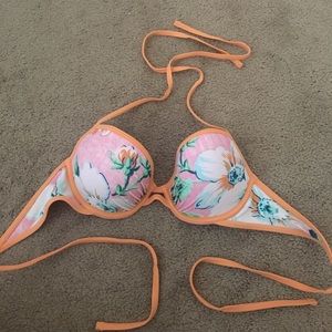 Orange and pink floral swimsuit top (36B)