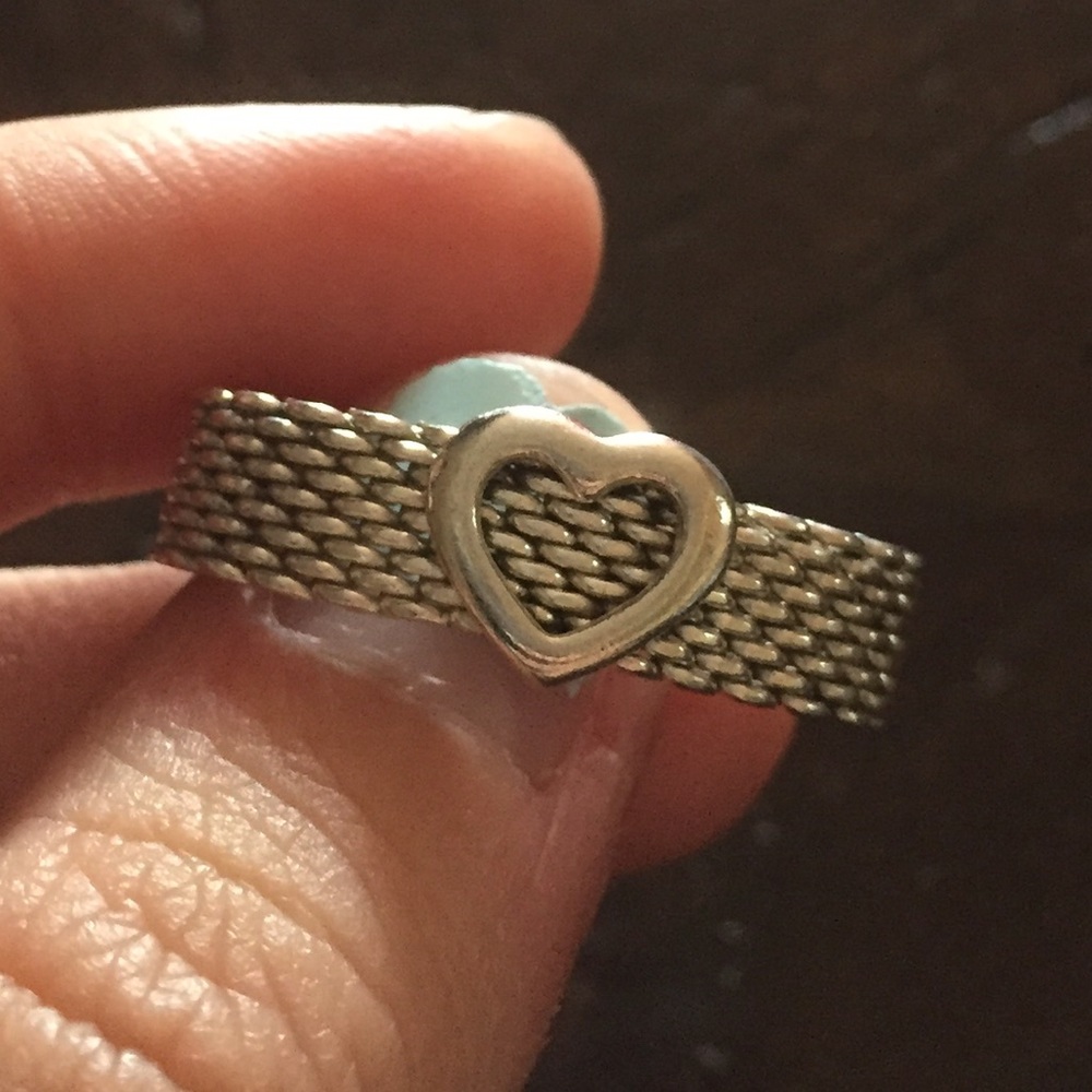 Tiffany & Co sterling silver mesh heart ring